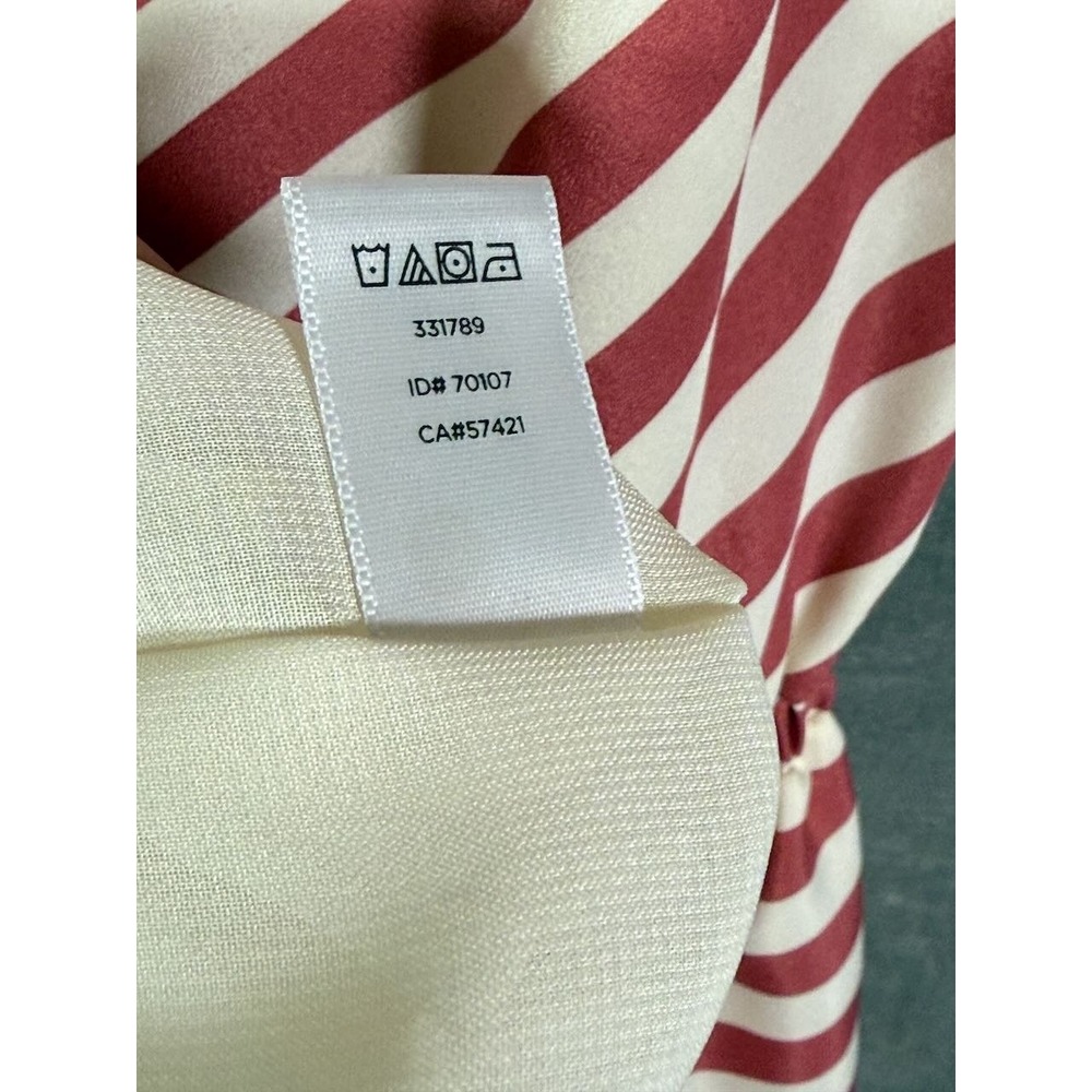 Ann Taylor Loft Women Red White Striped Sleeveless V-Neck Elastic Waist Dress XS - Picture 5 of 14
